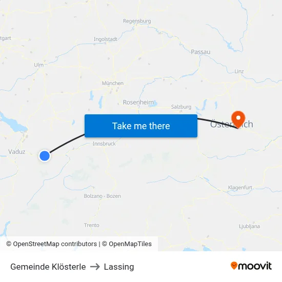 Gemeinde Klösterle to Lassing map