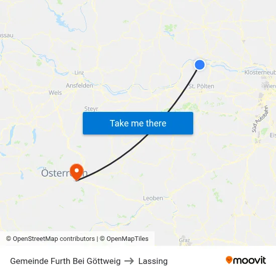 Gemeinde Furth Bei Göttweig to Lassing map