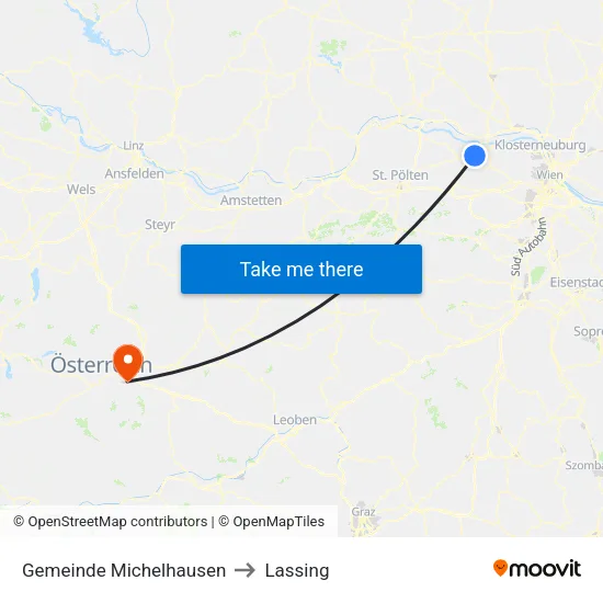 Gemeinde Michelhausen to Lassing map