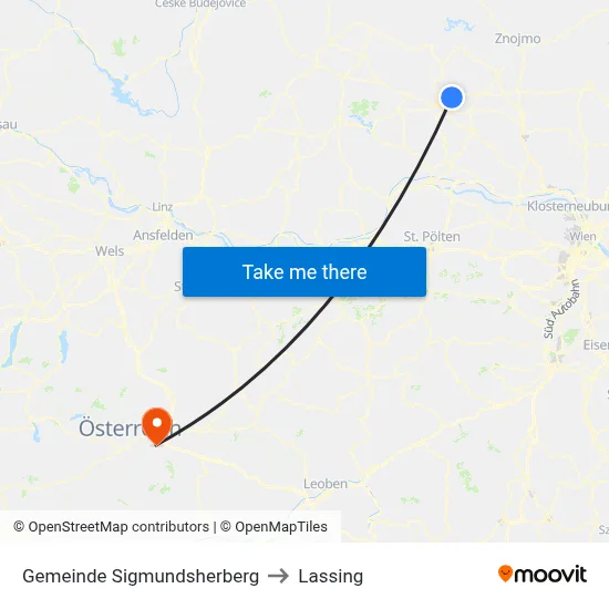 Gemeinde Sigmundsherberg to Lassing map