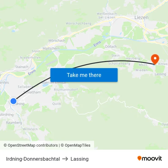 Irdning-Donnersbachtal to Lassing map