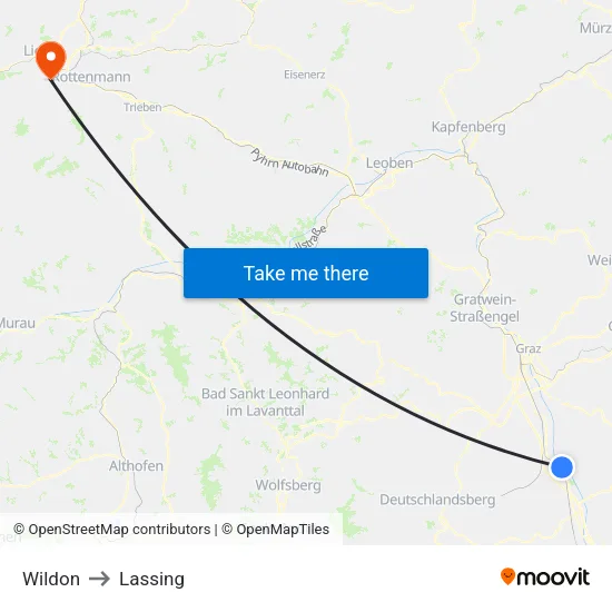 Wildon to Lassing map