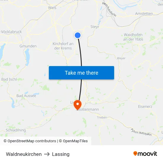 Waldneukirchen to Lassing map