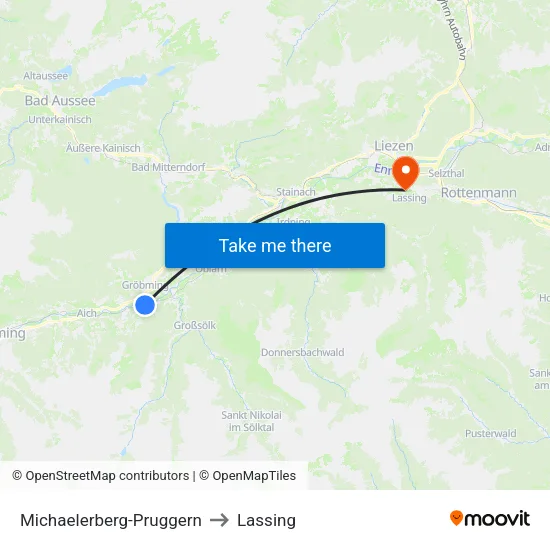 Michaelerberg-Pruggern to Lassing map
