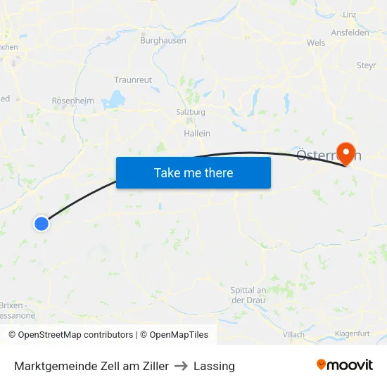 Marktgemeinde Zell am Ziller to Lassing map