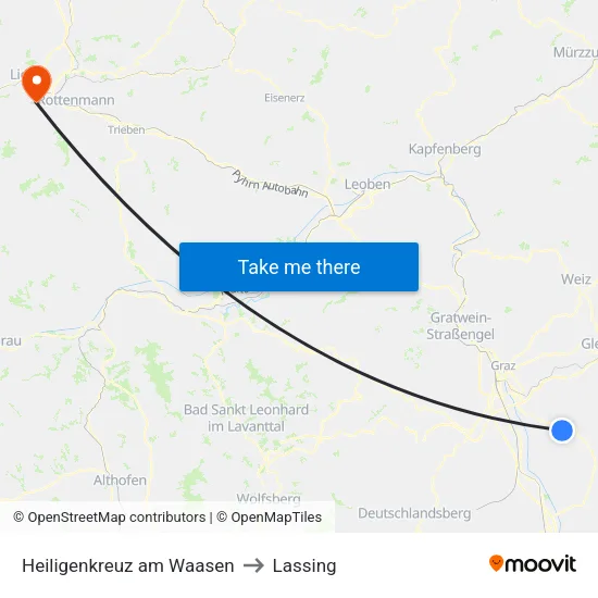 Heiligenkreuz am Waasen to Lassing map