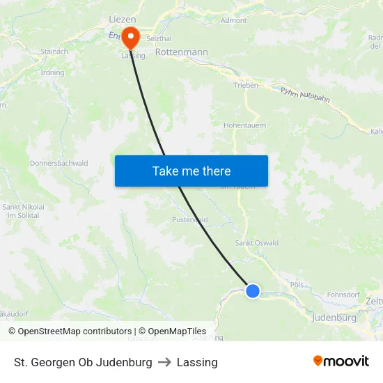 St. Georgen Ob Judenburg to Lassing map