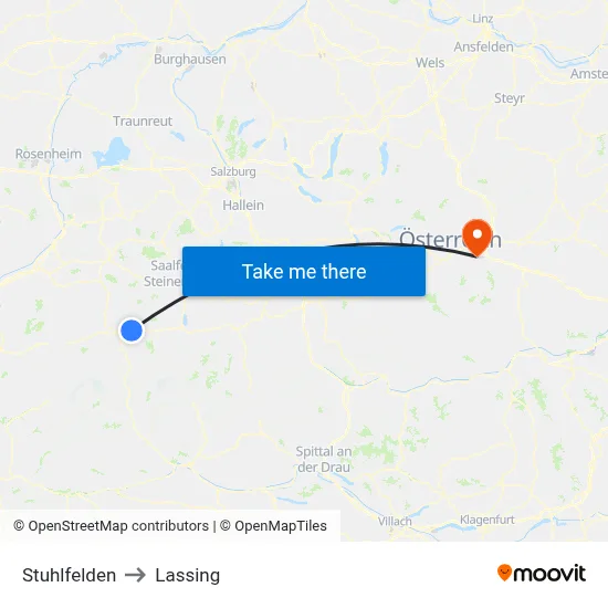 Stuhlfelden to Lassing map