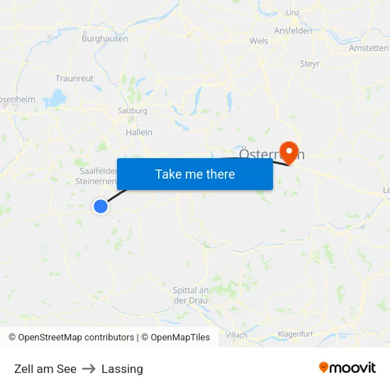 Zell am See to Lassing map