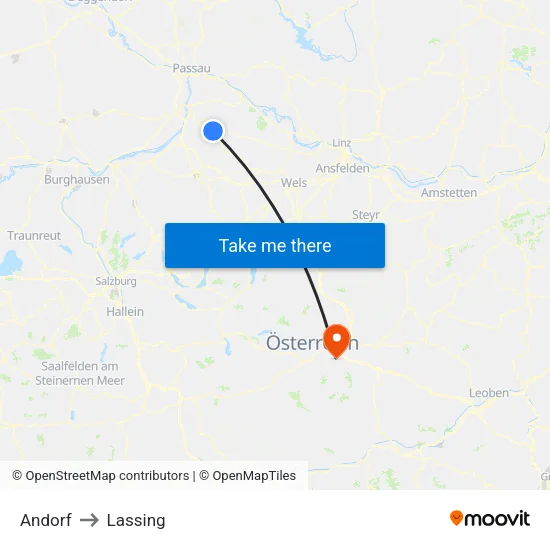 Andorf to Lassing map