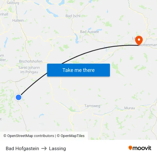 Bad Hofgastein to Lassing map