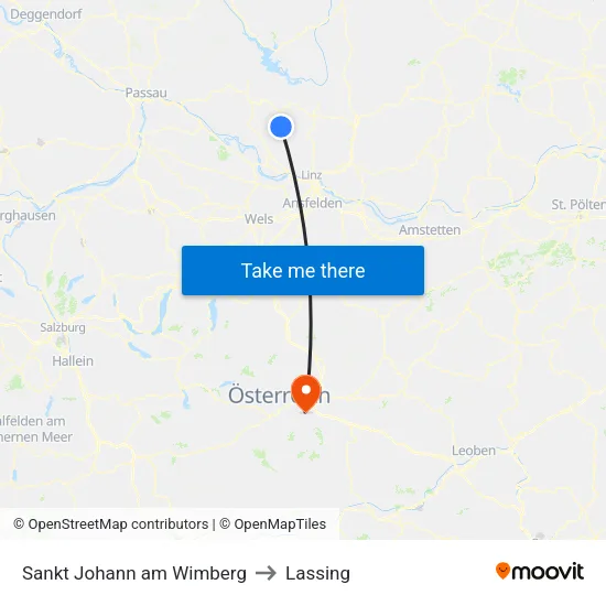 Sankt Johann am Wimberg to Lassing map
