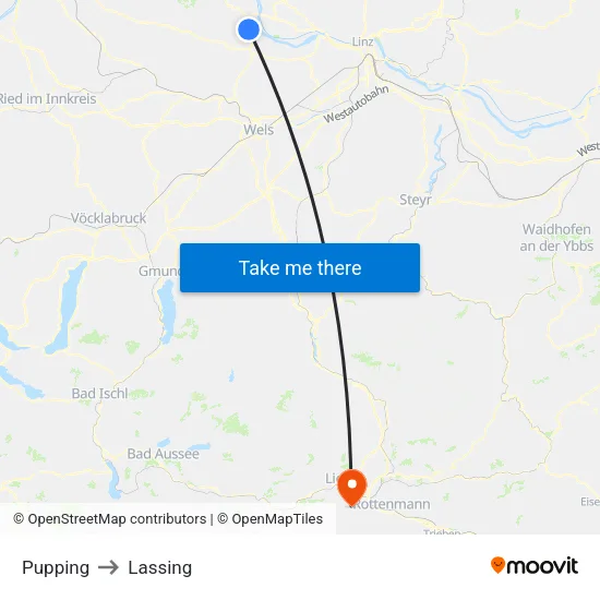 Pupping to Lassing map