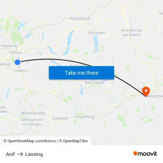 Anif to Lassing map