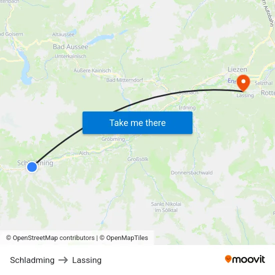 Schladming to Lassing map