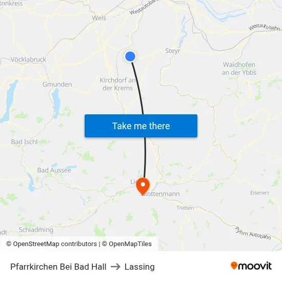Pfarrkirchen Bei Bad Hall to Lassing map
