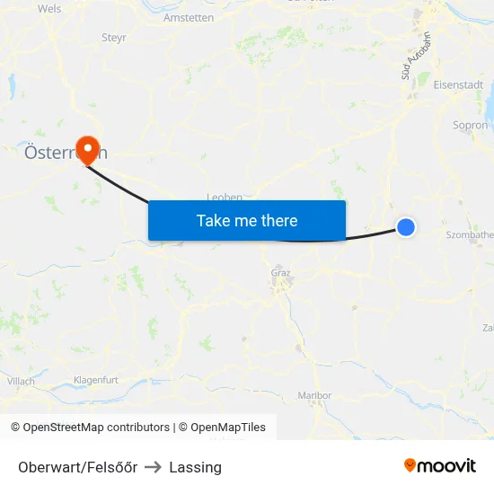 Oberwart/Felsőőr to Lassing map