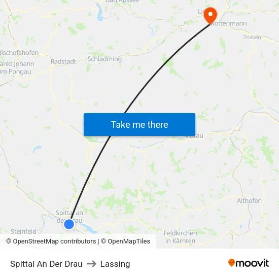 Spittal An Der Drau to Lassing map