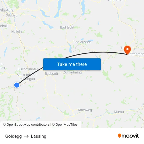 Goldegg to Lassing map