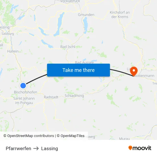 Pfarrwerfen to Lassing map