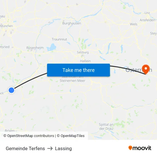 Gemeinde Terfens to Lassing map