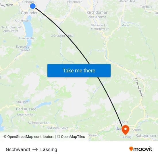 Gschwandt to Lassing map