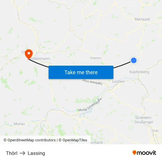 Thörl to Lassing map