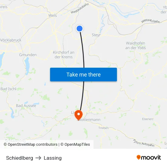 Schiedlberg to Lassing map