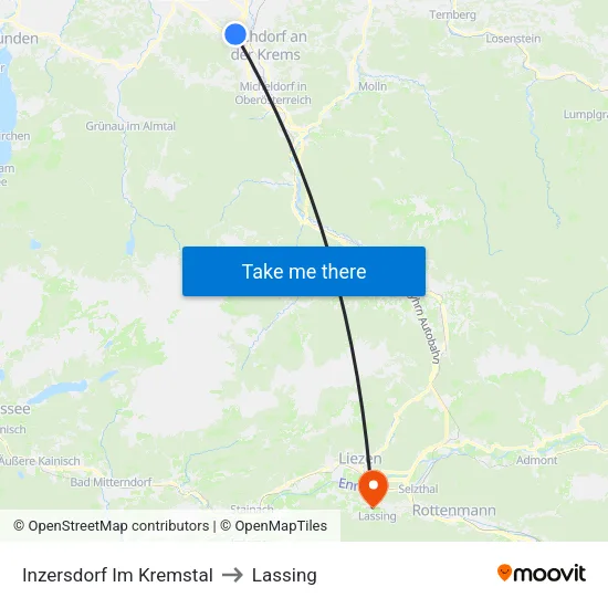 Inzersdorf Im Kremstal to Lassing map