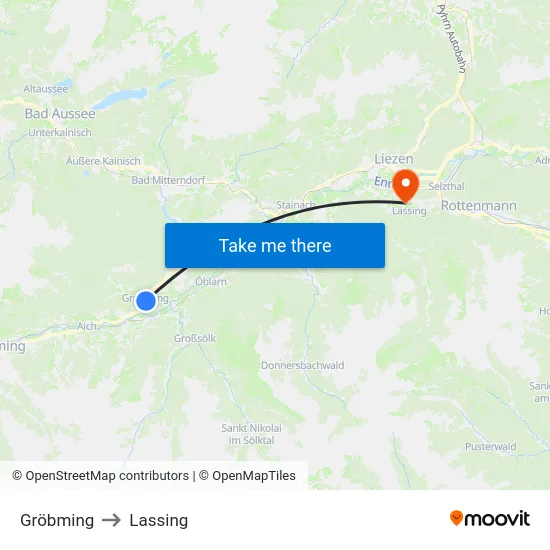 Gröbming to Lassing map