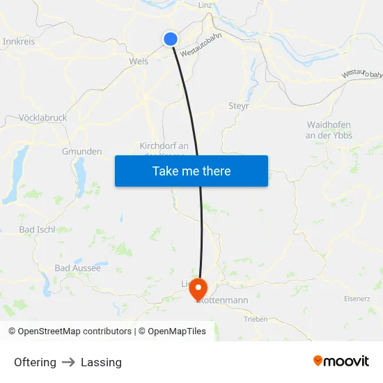 Oftering to Lassing map