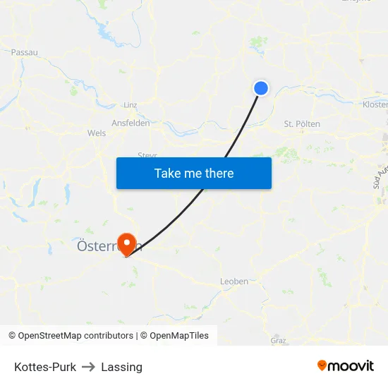 Kottes-Purk to Lassing map