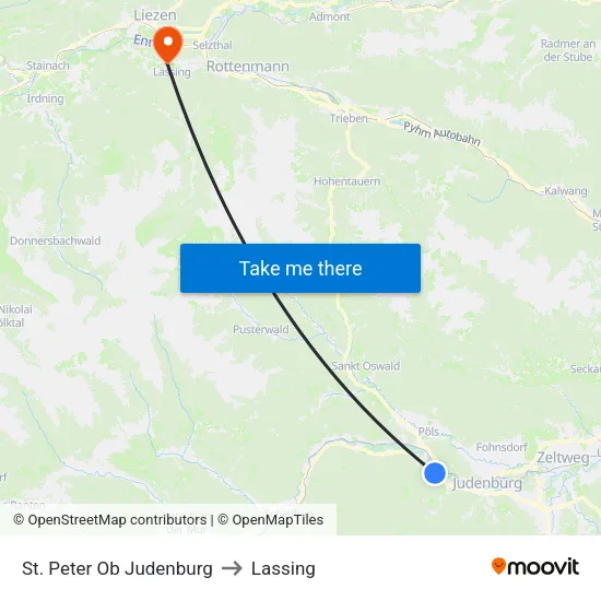 St. Peter Ob Judenburg to Lassing map