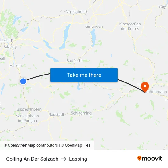 Golling An Der Salzach to Lassing map