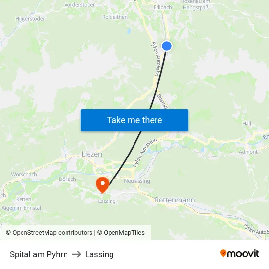 Spital am Pyhrn to Lassing map