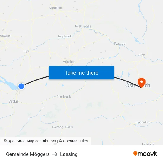 Gemeinde Möggers to Lassing map