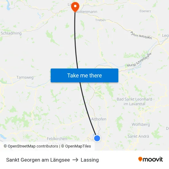 Sankt Georgen am Längsee to Lassing map