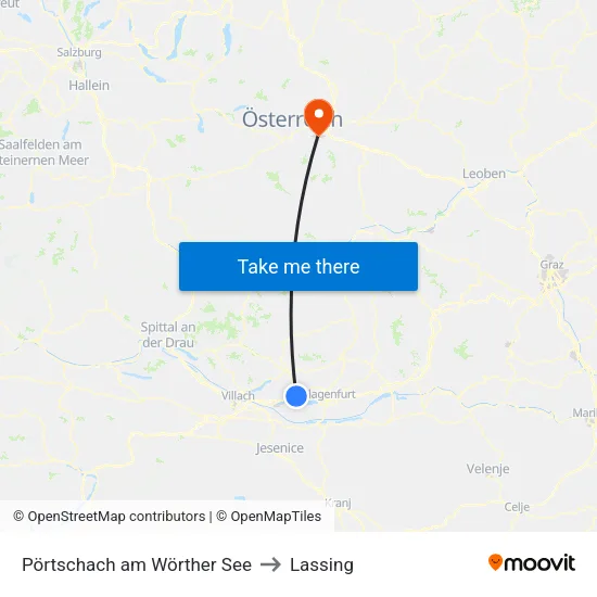 Pörtschach am Wörther See to Lassing map