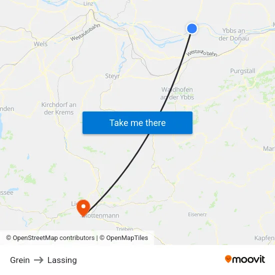Grein to Lassing map