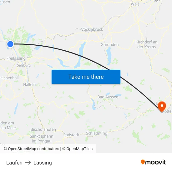 Laufen to Lassing map