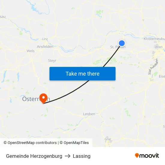 Gemeinde Herzogenburg to Lassing map
