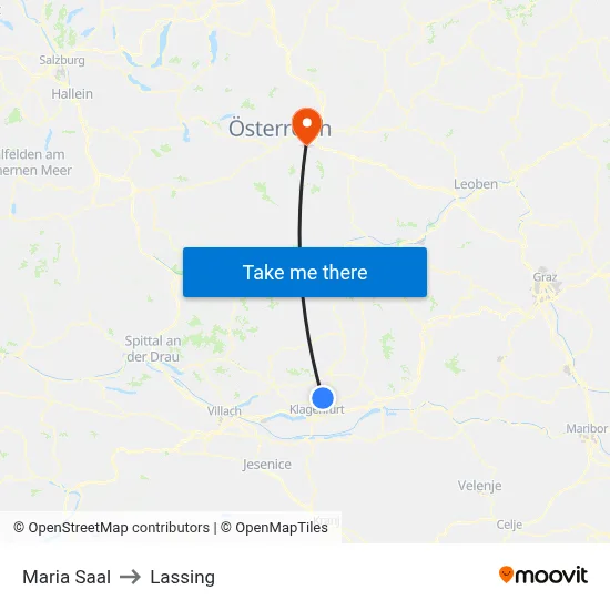 Maria Saal to Lassing map