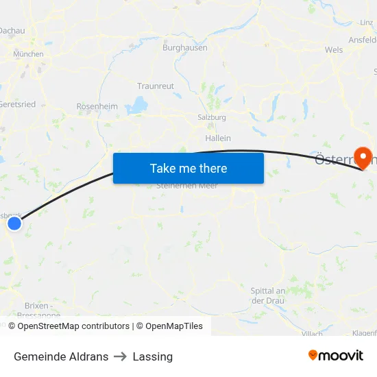 Gemeinde Aldrans to Lassing map