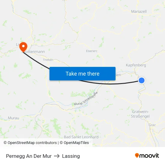 Pernegg An Der Mur to Lassing map