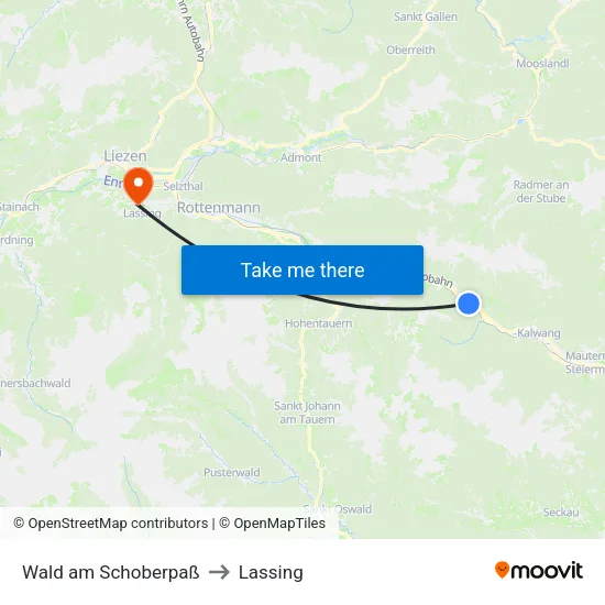 Wald am Schoberpaß to Lassing map