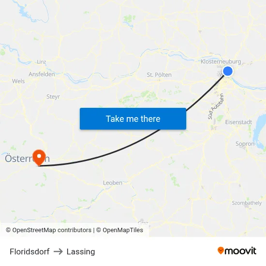 Floridsdorf to Lassing map