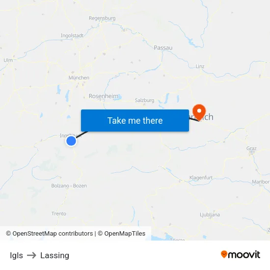 Igls to Lassing map
