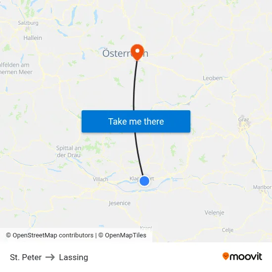 St. Peter to Lassing map