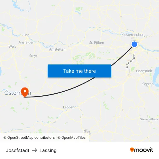 Josefstadt to Lassing map