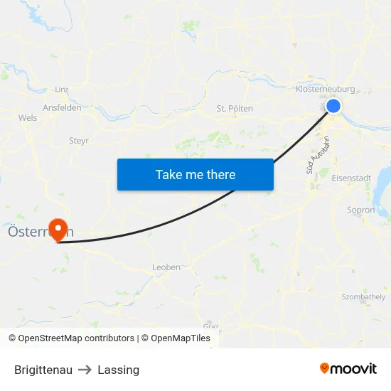 Brigittenau to Lassing map